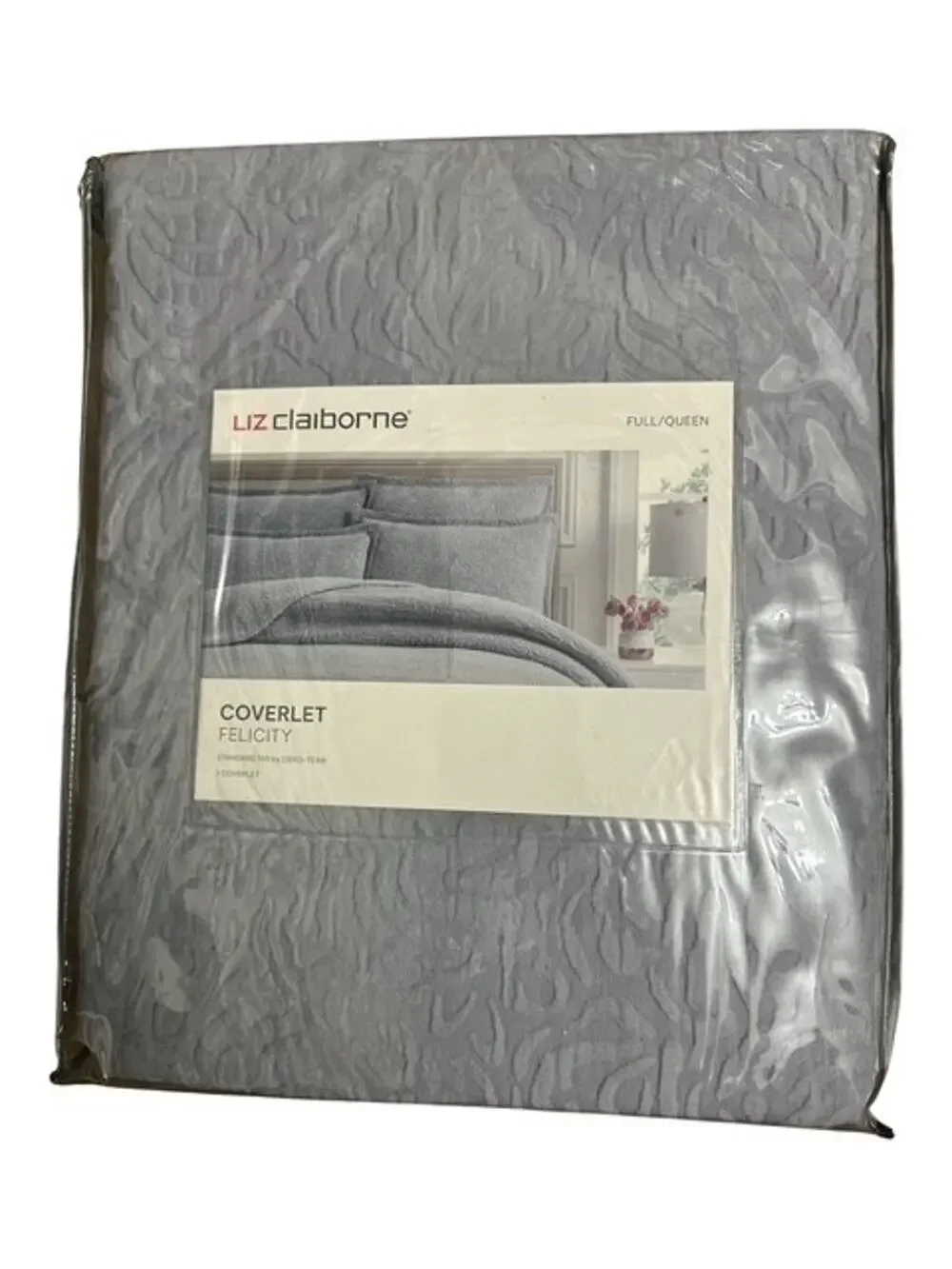 Liz Claiborne Coverlet Felicity Queen / Full Bed Textured Cotton Weathered Gray